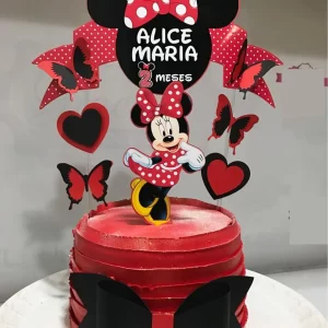 Arquivo Topo de Bolo Minnie Vermelha Studio