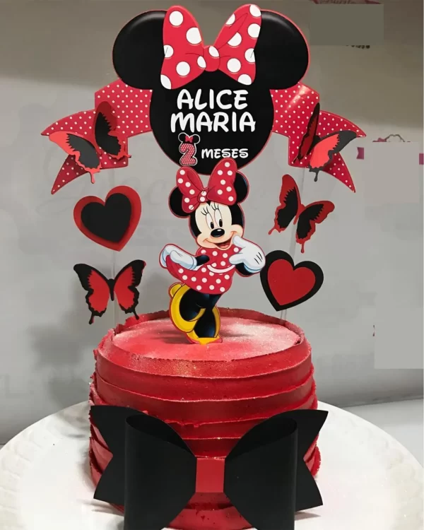 Arquivo Topo de Bolo Minnie Vermelha Studio