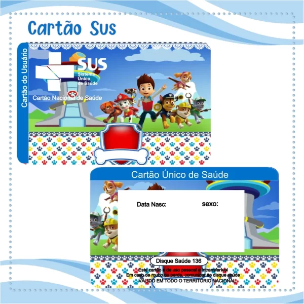 Arquivo Digital Cartão Sus Patrulha Canina Png