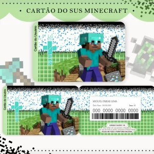 Arquivo Digital Cartão Sus Minecraft Pdf e Png