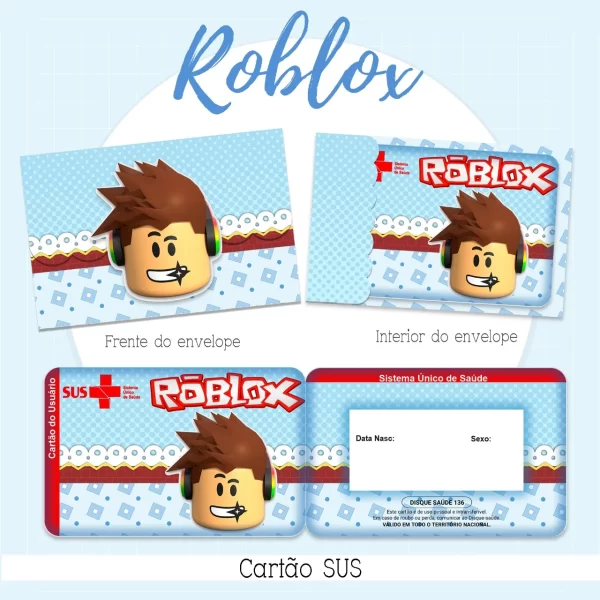 Arquivo Digital Cartão Sus Roblox Studio, Pdf e Png