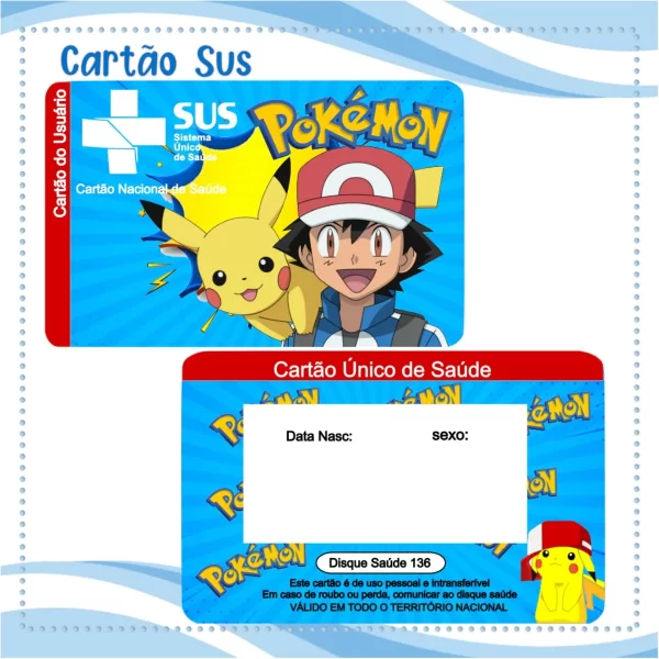 Arquivo Digital Cartão Sus Pokémon Png