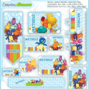 Etiqueta Escolar Backyardigans Studio, Png, Cdr e Pdf