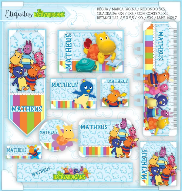 Etiqueta Escolar Backyardigans Studio, Png, Cdr e Pdf