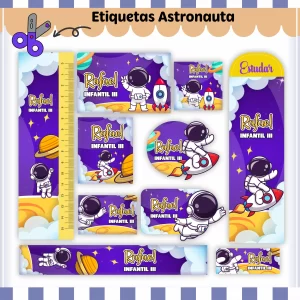 Arquivo Digital Etiqueta Escolar Astronauta