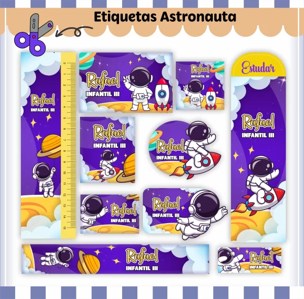 Arquivo Digital Etiqueta Escolar Astronauta