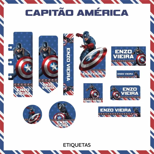 Arquivo Corte Etiqueta Capitão America