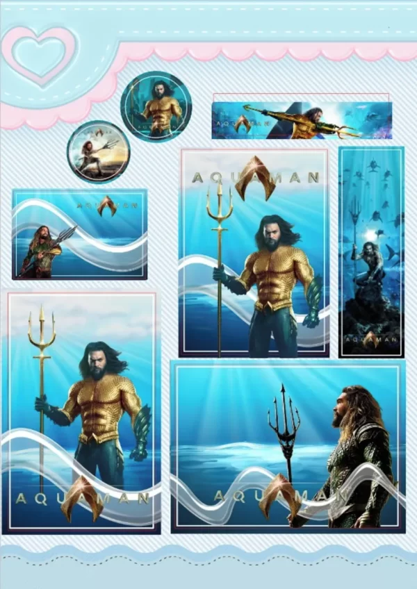 Arquivo Corte Etiqueta Escolar Aquaman