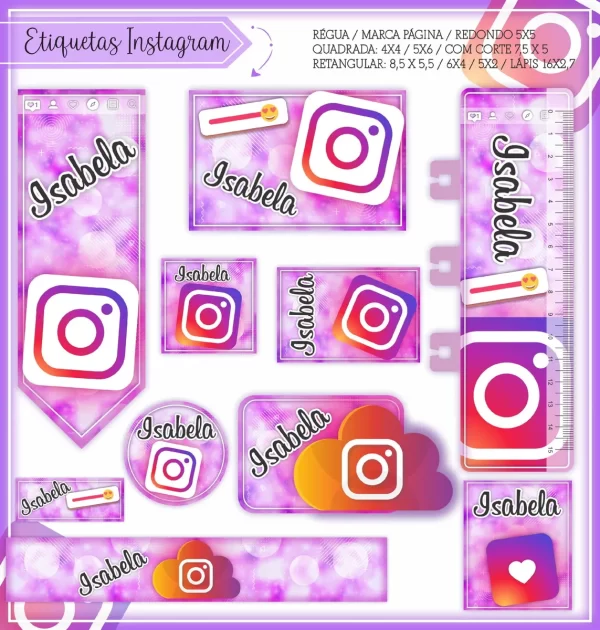 Arquivo Corte Etiqueta Escolar Instagram