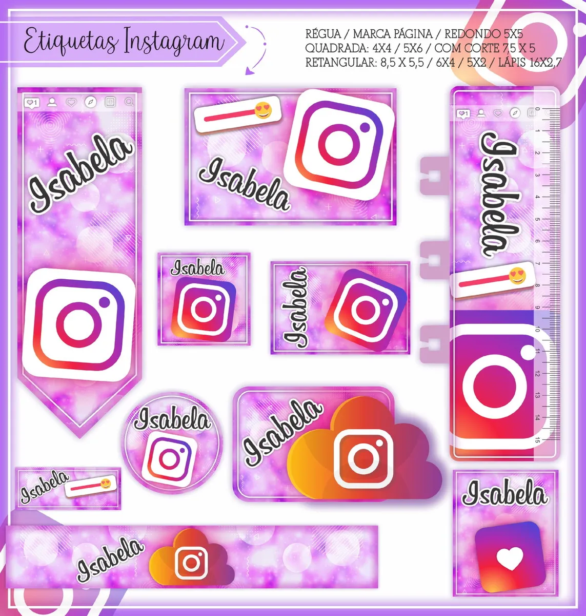Arquivo Corte Etiqueta Escolar Instagram