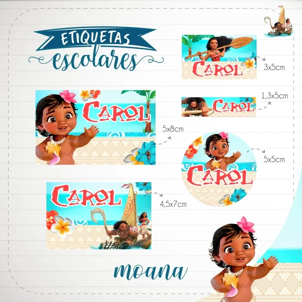 Arquivo Corte Etiqueta Escolar Moana