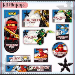 Arquivo Corte Etiqueta Escolar Ninjago