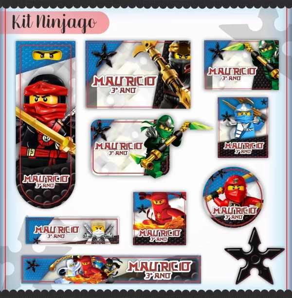 Arquivo Corte Etiqueta Escolar Ninjago