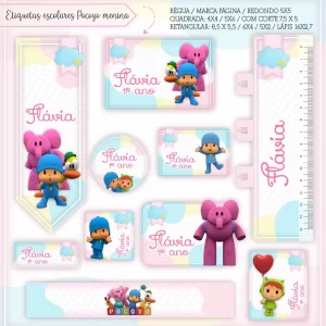 Arquivo Corte Etiqueta Escolar Pocoyo