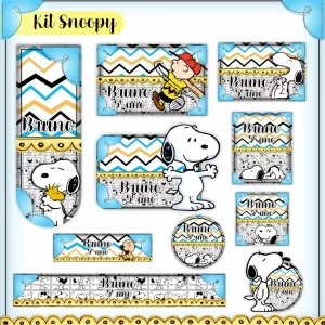 Arquivo Corte Etiqueta Escolar Snoopy