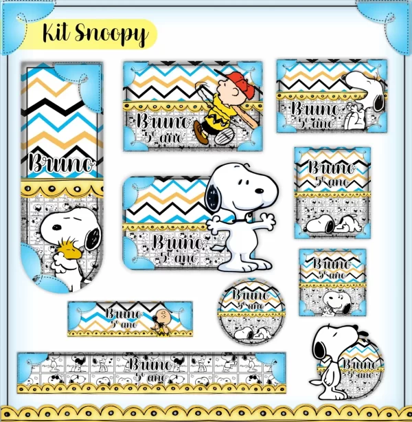 Arquivo Corte Etiqueta Escolar Snoopy