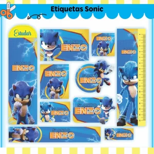 Arquivo Corte Etiqueta Escolar Sonic