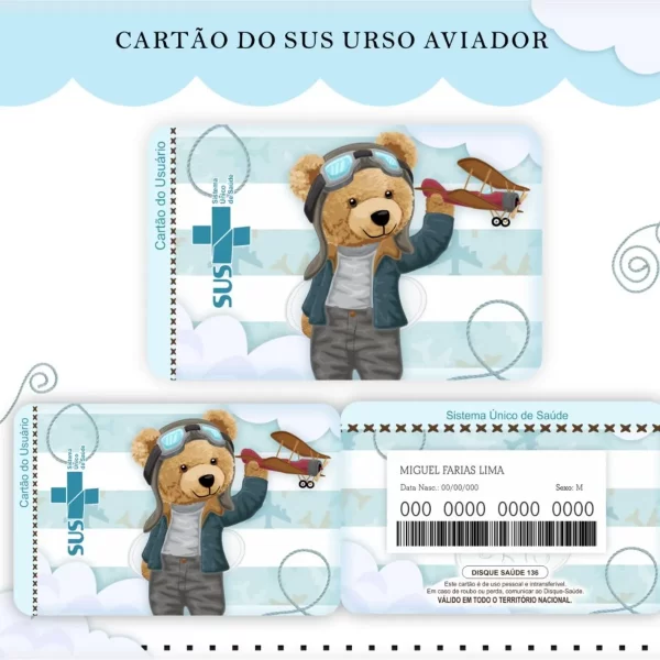 Arquivo Digital Cartão Sus Urso Aviador