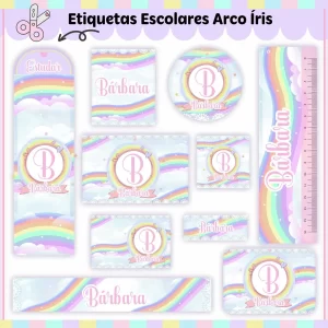 Arquivo Digital Etiqueta Escolar Arco Iris