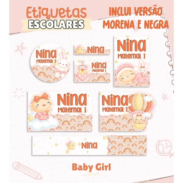 Arquivo Digital Etiqueta Escolar Baby Girl