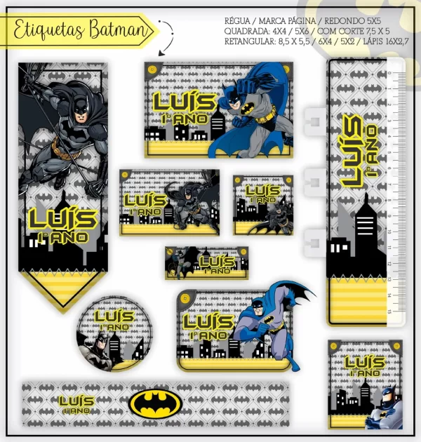 Arquivo Digital Etiqueta Escolar Batman