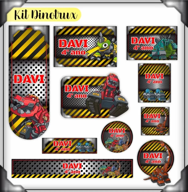 Arquivo Digital Etiqueta Escolar Dinotrux