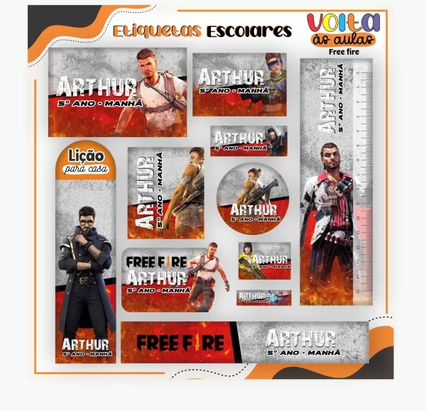 Arquivo Digital Etiqueta Escolar Free Fire