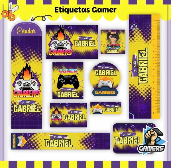 Arquivo Digital Etiqueta Escolar Gamer