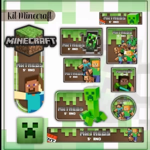 Arquivo Digital Etiqueta Escolar Minecraft