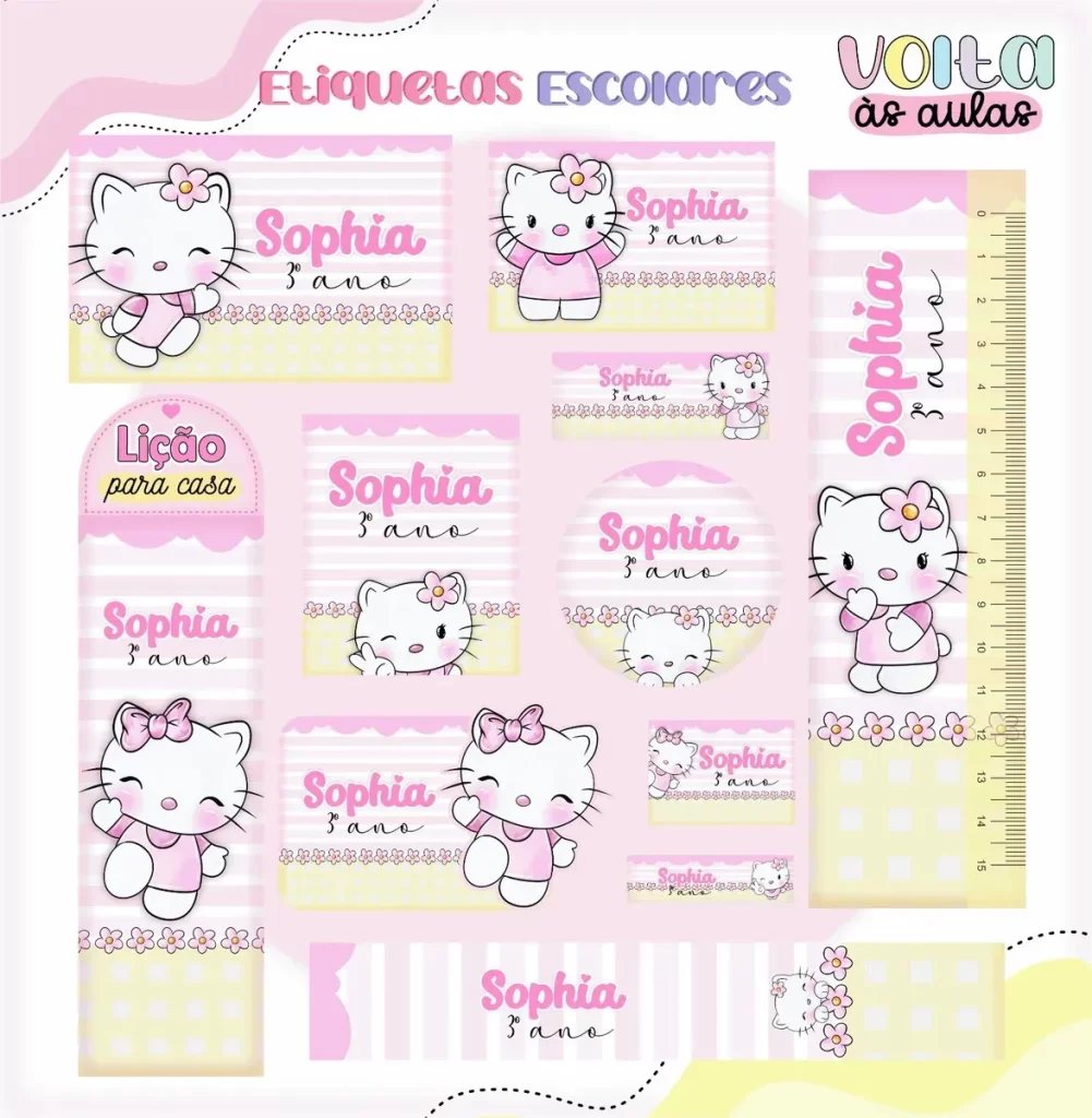 Arquivo Digital Etiqueta Hello Kitty