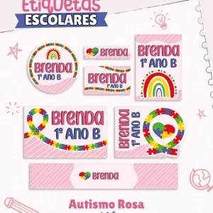 Arquivo Etiqueta Escolar Autismo Rosa