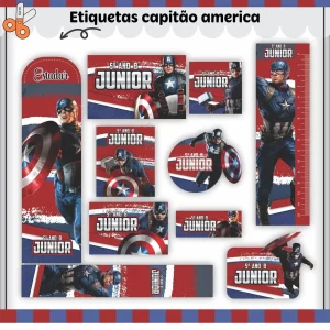 Arquivo Etiqueta Escolar Capitão America