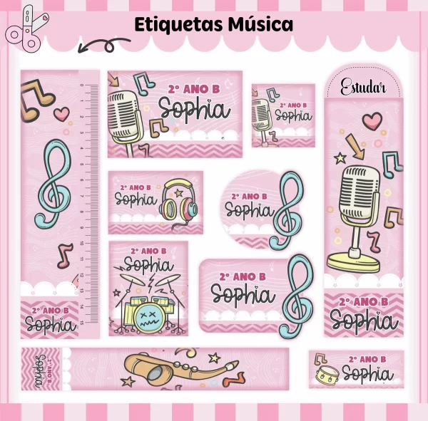 Arquivo Etiqueta Escolar Musica Rosa