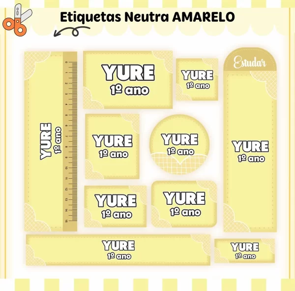 Arquivo Etiqueta Escolar Neutro Amarelo