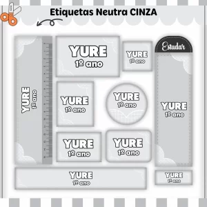 Arquivo Etiqueta Escolar Neutro Cinza