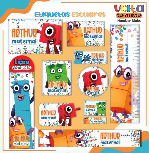 Arquivo Etiqueta Escolar Numberblocks