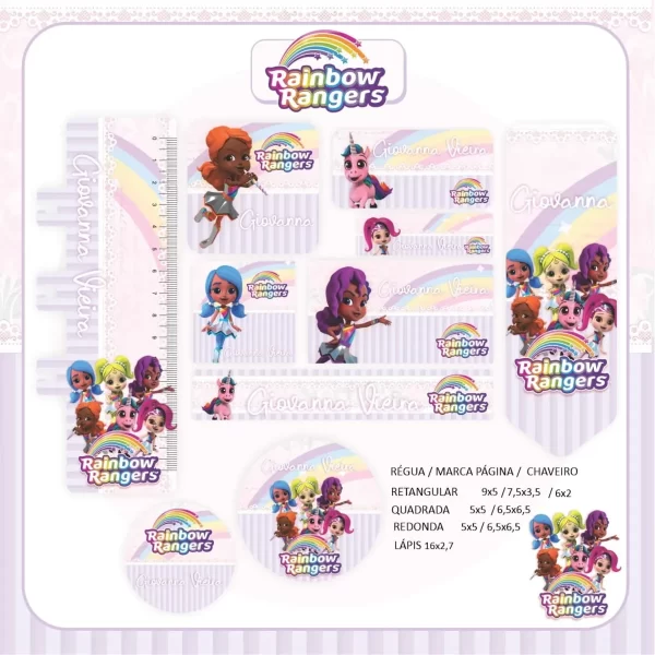 Arquivo Etiqueta Escolar Rainbow Rangers