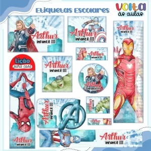 Arquivo Etiqueta Escolar Vingadores