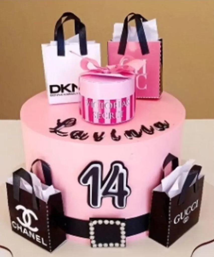 Arquivo digital Studio de topo de bolo tema compras, ideal para decoração de festa de aniversário.