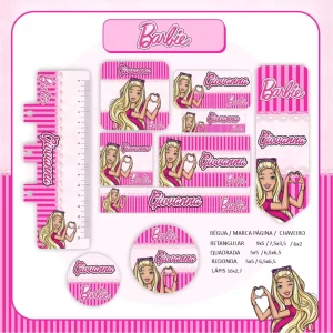 Arquivo de Corte Etiqueta Escolar Barbie