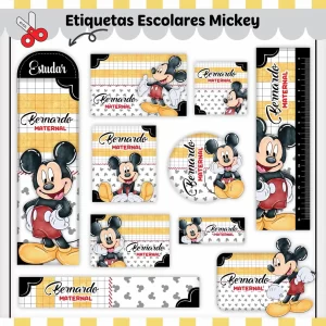 Arquivo de Corte Etiqueta Escolar Mickey