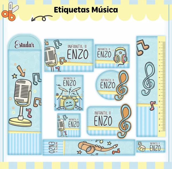 Arquivo de Corte Etiqueta Escolar Musica