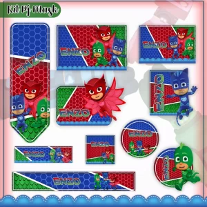 Arquivo de Corte Etiqueta Escolar PJ Masks