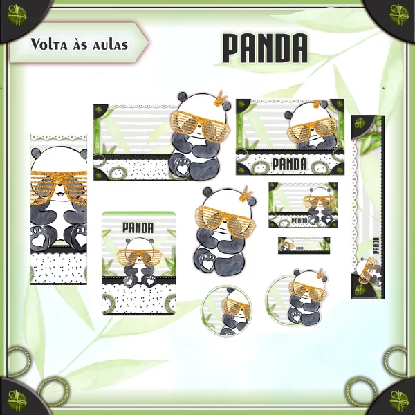 Arquivo de Corte Etiqueta Escolar Panda