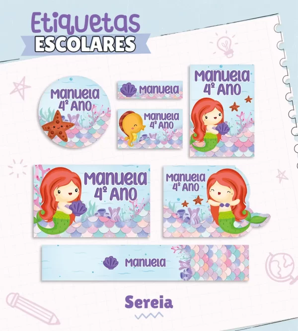 Arquivos Tema Etiqueta Escolar Sereia