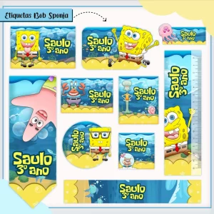 Artes Digital Etiqueta Escolar Bob Esponja