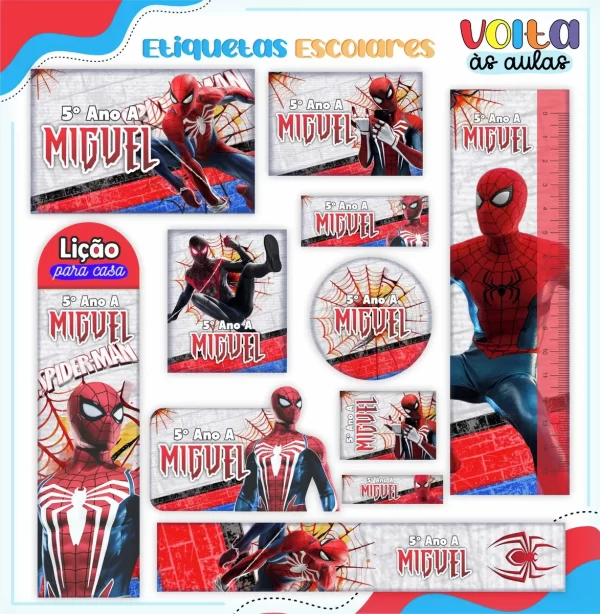 Artes Digital Etiqueta Escolar Homem Aranha