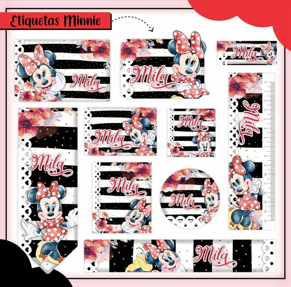 Artes Digital Etiqueta Escolar Minnie