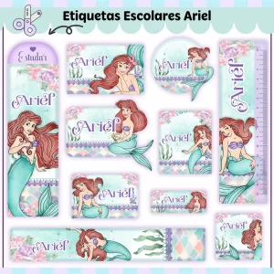 Etiqueta Escolar Ariel Studio, Png e Pdf