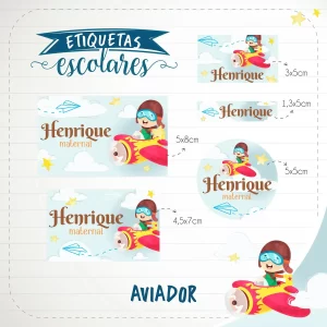 Etiqueta Escolar Aviador Studio e Pdf